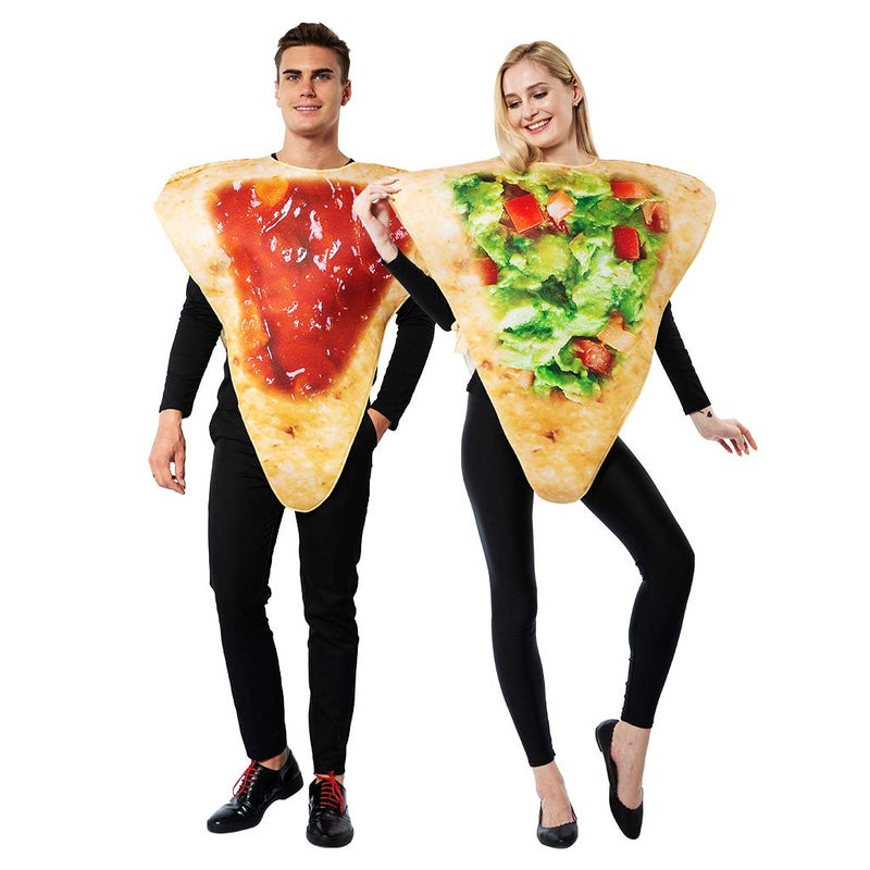 ReneeCho Couple Halloween Costume Adult Nacho Tortilla Chips Mens Womens Food Mascot Match Outfit Onesie - Image 1